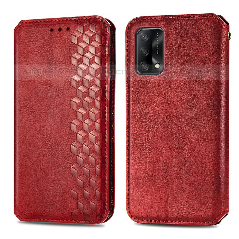 Coque Portefeuille Livre Cuir Etui Clapet S01D pour Oppo A74 4G Rouge Plus