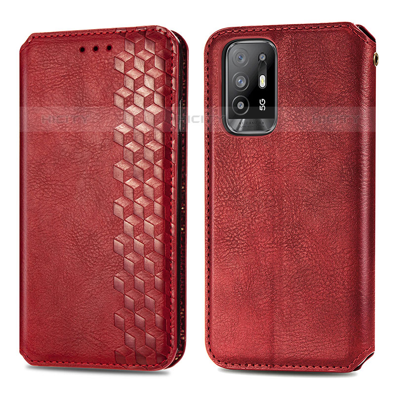 Coque Portefeuille Livre Cuir Etui Clapet S01D pour Oppo A95 5G Rouge Plus