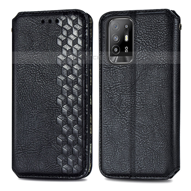 Coque Portefeuille Livre Cuir Etui Clapet S01D pour Oppo F19 Pro+ Plus 5G Noir Plus