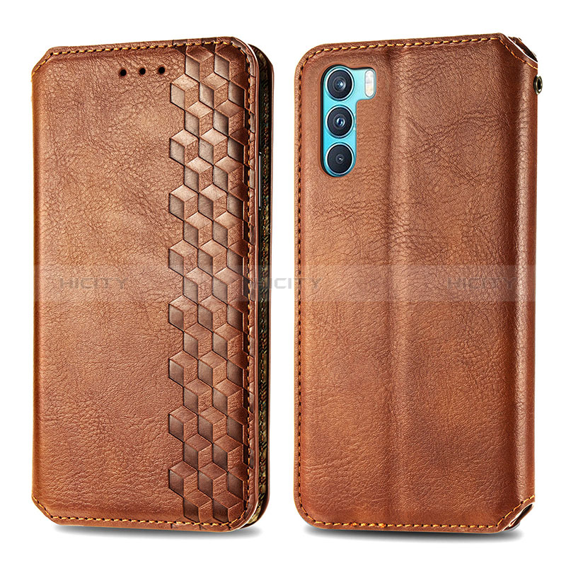 Coque Portefeuille Livre Cuir Etui Clapet S01D pour Oppo K9 Pro 5G Marron Plus