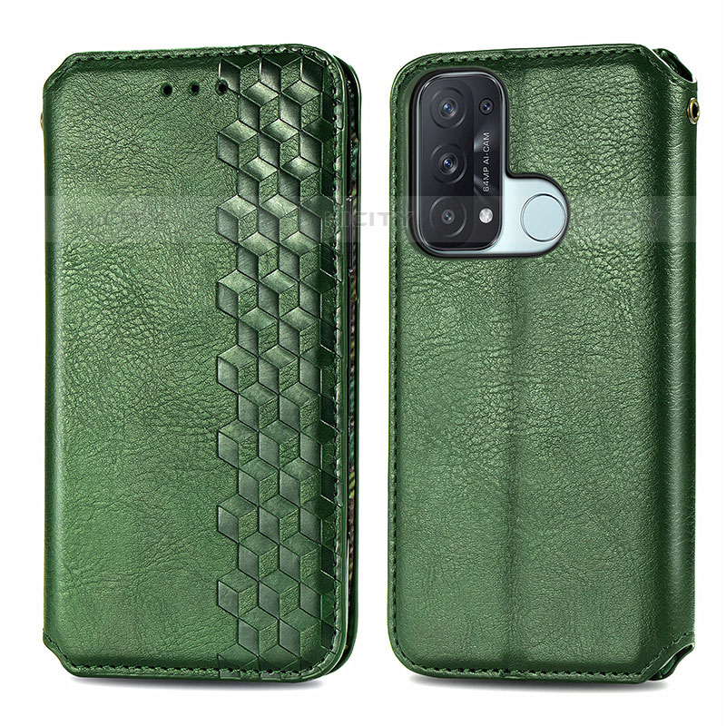 Coque Portefeuille Livre Cuir Etui Clapet S01D pour Oppo Reno5 A Vert Plus