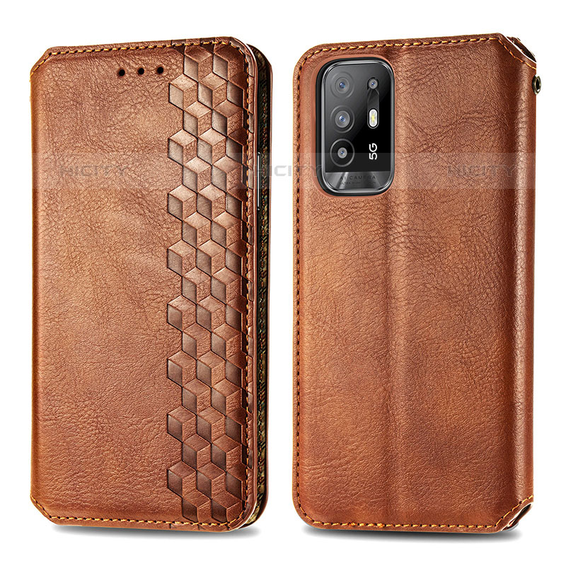 Coque Portefeuille Livre Cuir Etui Clapet S01D pour Oppo Reno5 Z 5G Marron Plus