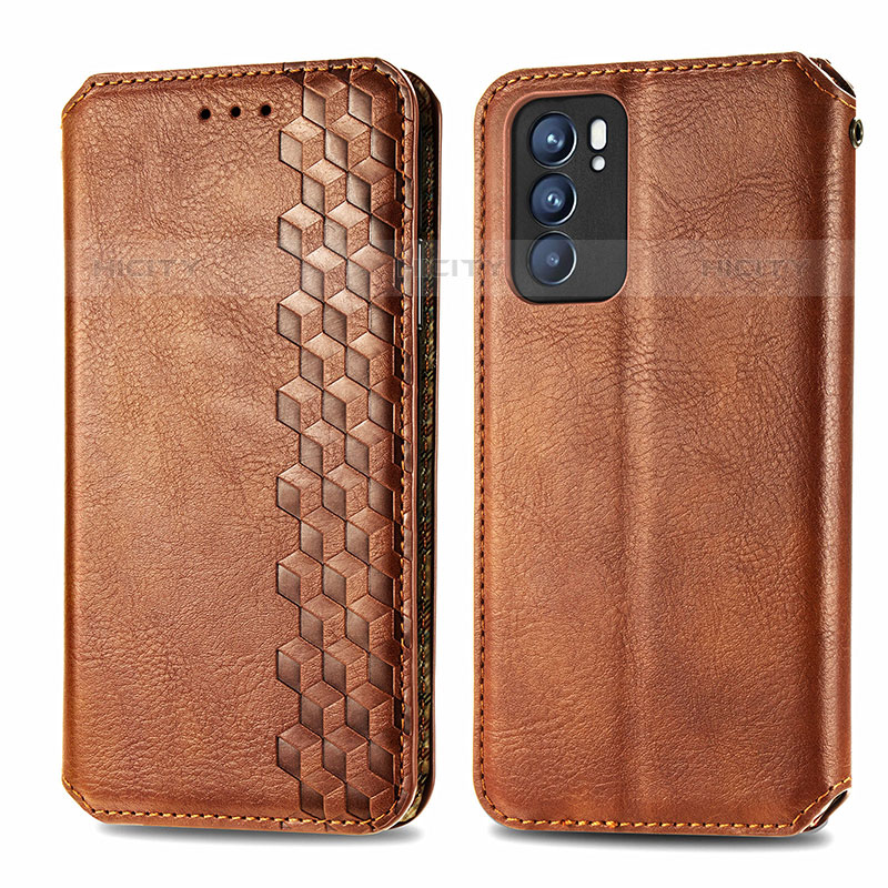 Coque Portefeuille Livre Cuir Etui Clapet S01D pour Oppo Reno6 5G Marron Plus