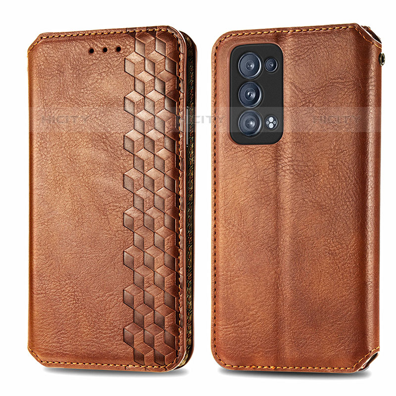 Coque Portefeuille Livre Cuir Etui Clapet S01D pour Oppo Reno6 Pro+ Plus 5G Marron Plus