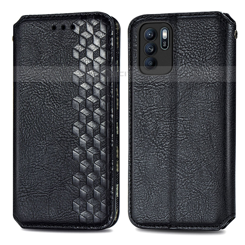 Coque Portefeuille Livre Cuir Etui Clapet S01D pour Oppo Reno6 Z 5G Noir Plus