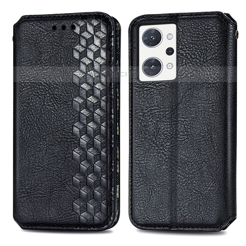 Coque Portefeuille Livre Cuir Etui Clapet S01D pour Oppo Reno7 A Noir Plus