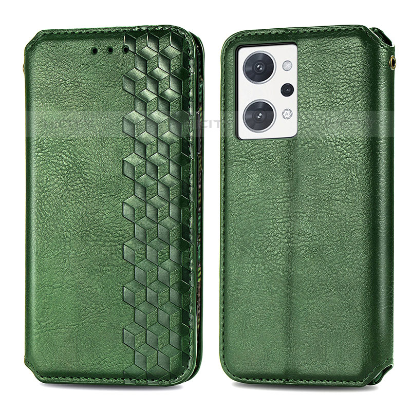 Coque Portefeuille Livre Cuir Etui Clapet S01D pour Oppo Reno7 A Vert Plus