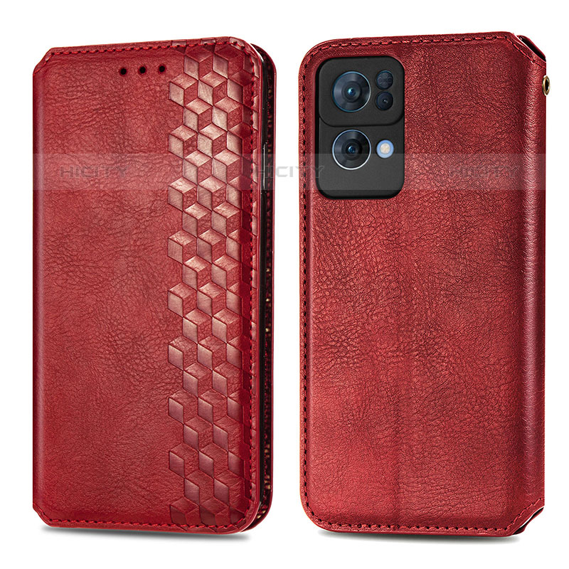 Coque Portefeuille Livre Cuir Etui Clapet S01D pour Oppo Reno7 Pro 5G Rouge Plus