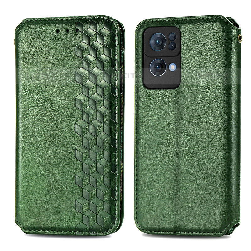 Coque Portefeuille Livre Cuir Etui Clapet S01D pour Oppo Reno7 Pro 5G Vert Plus