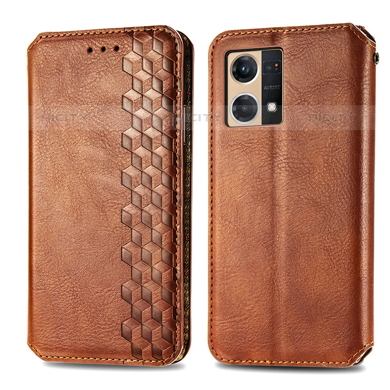 Coque Portefeuille Livre Cuir Etui Clapet S01D pour Oppo Reno8 4G Marron Plus