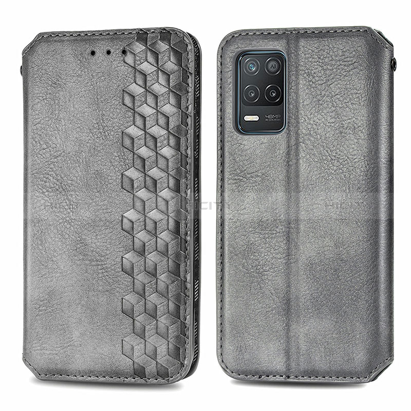 Coque Portefeuille Livre Cuir Etui Clapet S01D pour Realme 8 5G Gris Plus