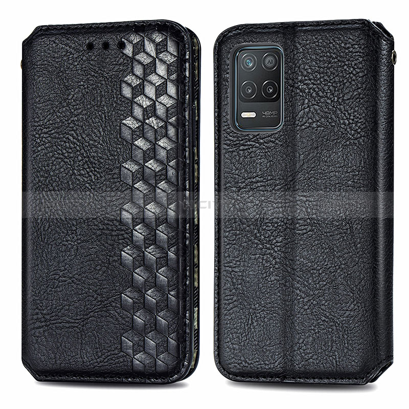 Coque Portefeuille Livre Cuir Etui Clapet S01D pour Realme 8 5G Noir Plus