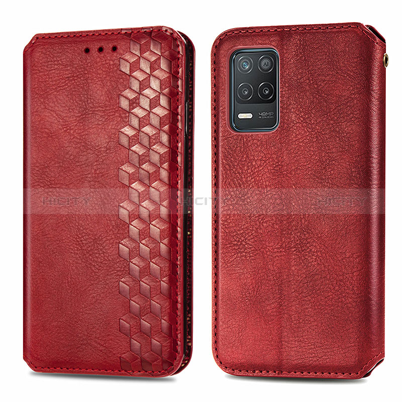 Coque Portefeuille Livre Cuir Etui Clapet S01D pour Realme 8 5G Rouge Plus