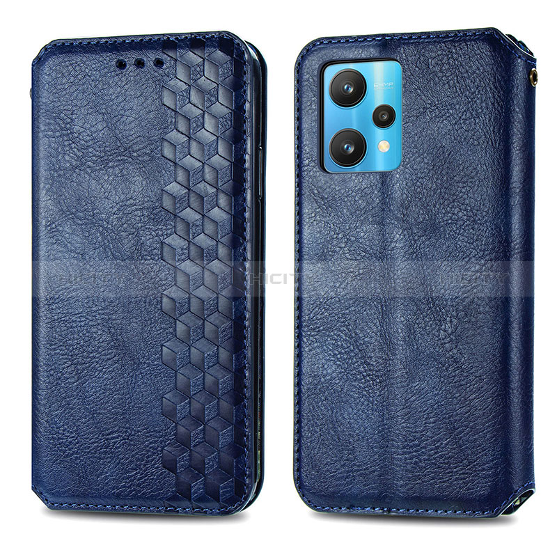 Coque Portefeuille Livre Cuir Etui Clapet S01D pour Realme 9 4G Bleu Plus