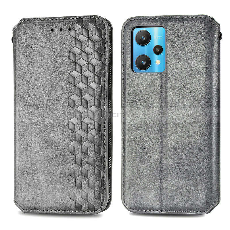 Coque Portefeuille Livre Cuir Etui Clapet S01D pour Realme 9 4G Gris Plus