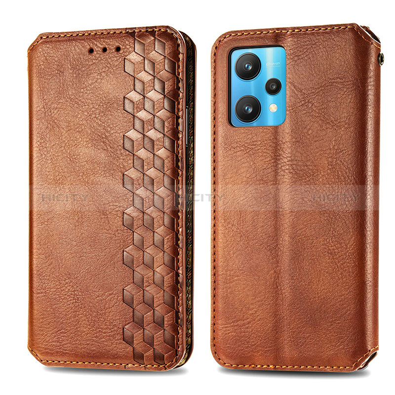 Coque Portefeuille Livre Cuir Etui Clapet S01D pour Realme 9 4G Marron Plus