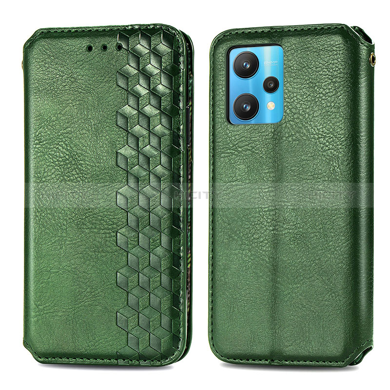 Coque Portefeuille Livre Cuir Etui Clapet S01D pour Realme 9 4G Vert Plus