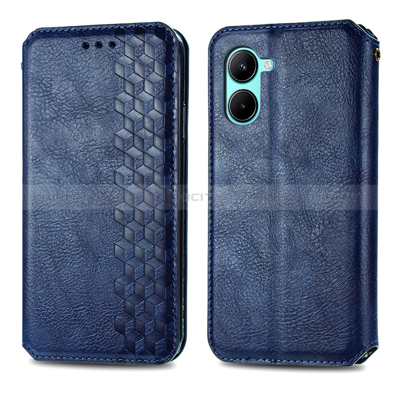 Coque Portefeuille Livre Cuir Etui Clapet S01D pour Realme C33 (2023) Bleu Plus