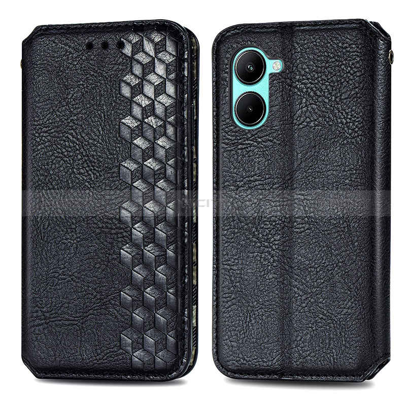 Coque Portefeuille Livre Cuir Etui Clapet S01D pour Realme C33 (2023) Noir Plus