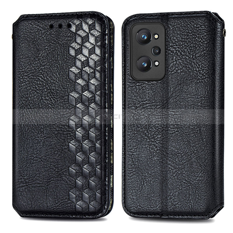 Coque Portefeuille Livre Cuir Etui Clapet S01D pour Realme GT2 5G Noir Plus