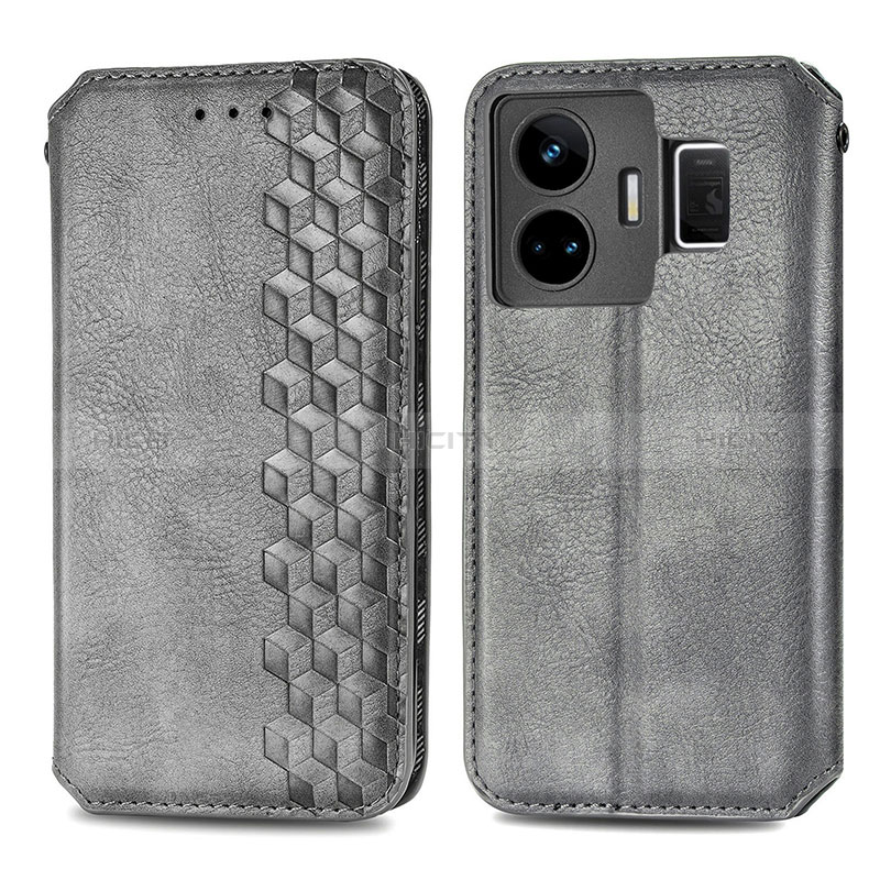 Coque Portefeuille Livre Cuir Etui Clapet S01D pour Realme GT3 5G Gris Plus