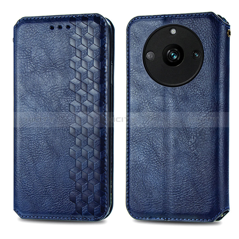 Coque Portefeuille Livre Cuir Etui Clapet S01D pour Realme Narzo 60 5G Bleu Plus