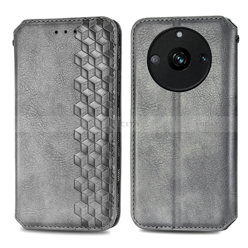 Coque Portefeuille Livre Cuir Etui Clapet S01D pour Realme Narzo 60 5G Gris Plus