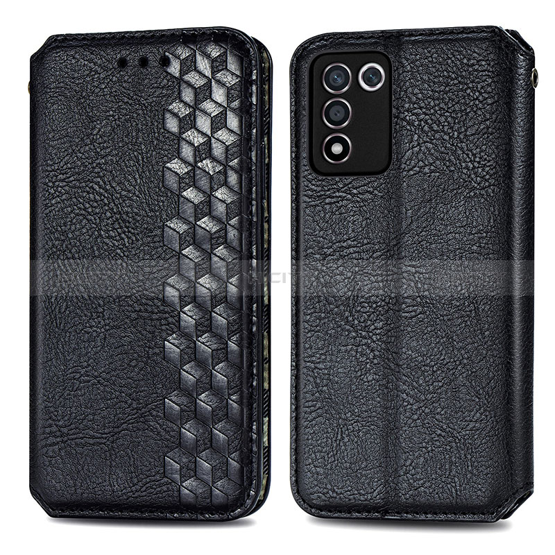 Coque Portefeuille Livre Cuir Etui Clapet S01D pour Realme Q3s 5G Noir Plus