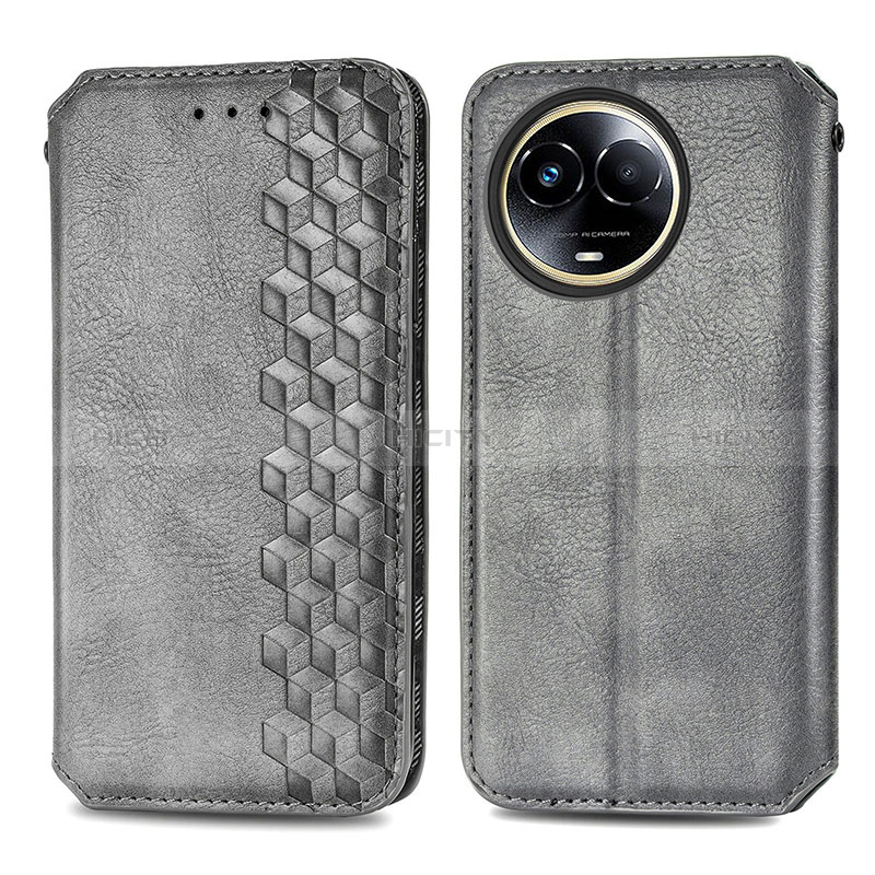 Coque Portefeuille Livre Cuir Etui Clapet S01D pour Realme V50 5G Gris Plus