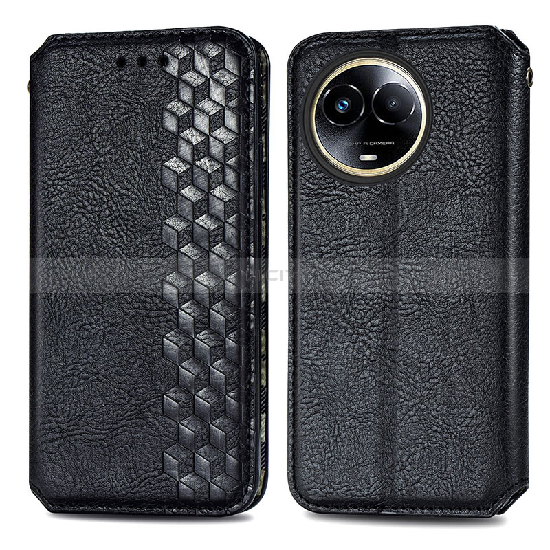 Coque Portefeuille Livre Cuir Etui Clapet S01D pour Realme V50 5G Noir Plus