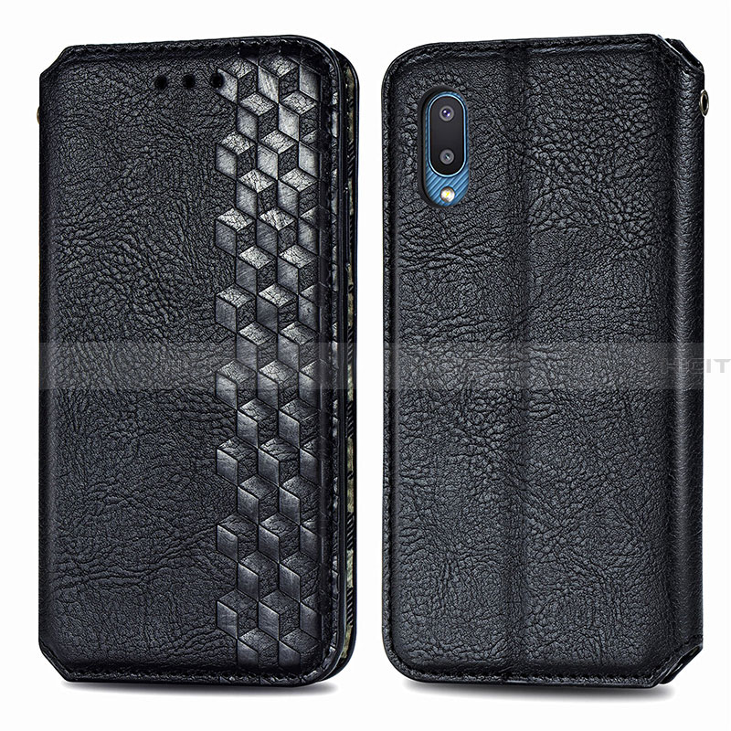 Coque Portefeuille Livre Cuir Etui Clapet S01D pour Samsung Galaxy A02 Noir Plus