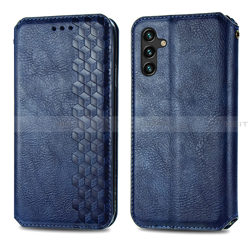 Coque Portefeuille Livre Cuir Etui Clapet S01D pour Samsung Galaxy A13 5G Bleu Plus