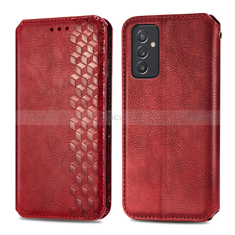 Coque Portefeuille Livre Cuir Etui Clapet S01D pour Samsung Galaxy A15 4G Rouge Plus