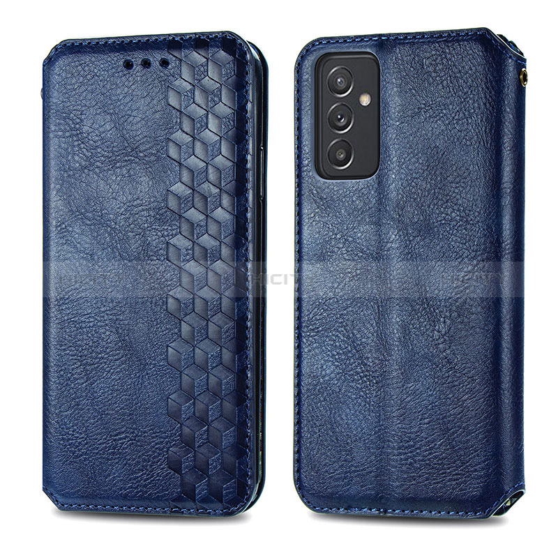 Coque Portefeuille Livre Cuir Etui Clapet S01D pour Samsung Galaxy A15 LTE Bleu Plus