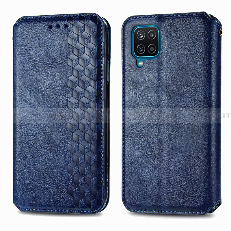 Coque Portefeuille Livre Cuir Etui Clapet S01D pour Samsung Galaxy A22 4G Bleu Plus