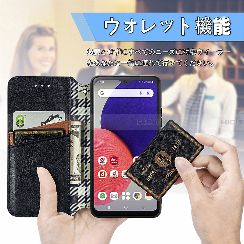 Coque Portefeuille Livre Cuir Etui Clapet S01D pour Samsung Galaxy A22 5G SC-56B Plus