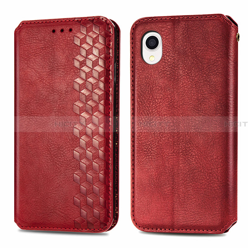 Coque Portefeuille Livre Cuir Etui Clapet S01D pour Samsung Galaxy A22 5G SC-56B Rouge Plus