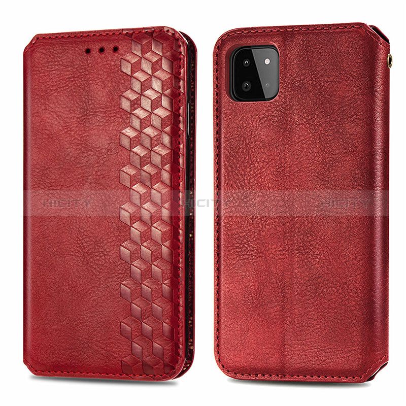 Coque Portefeuille Livre Cuir Etui Clapet S01D pour Samsung Galaxy A22s 5G Rouge Plus