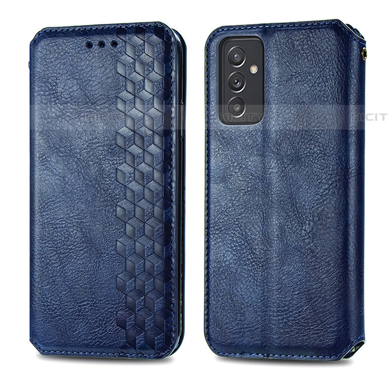 Coque Portefeuille Livre Cuir Etui Clapet S01D pour Samsung Galaxy A24 4G Bleu Plus