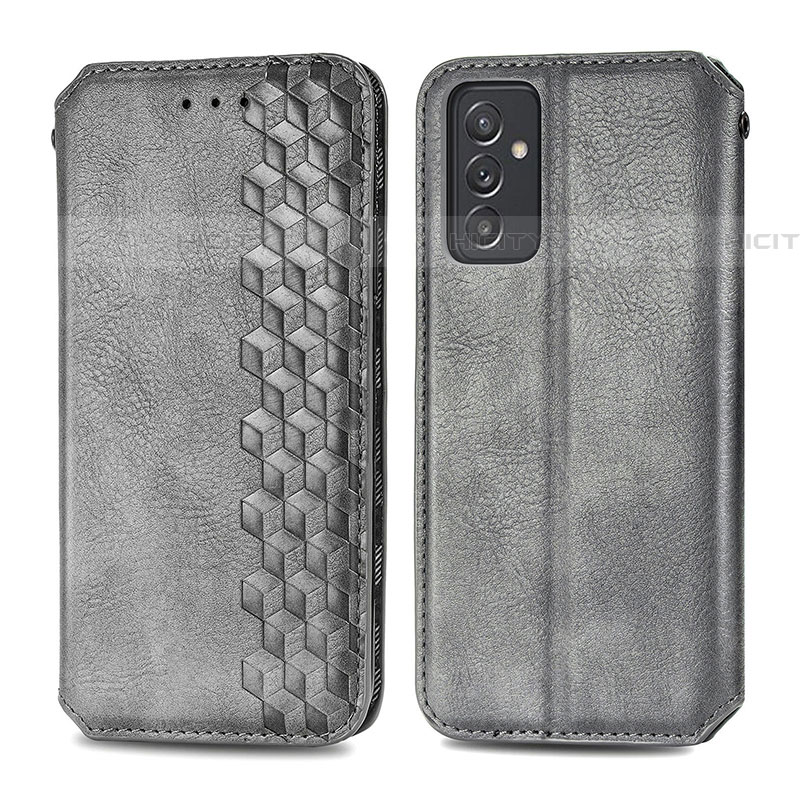 Coque Portefeuille Livre Cuir Etui Clapet S01D pour Samsung Galaxy A24 4G Gris Plus