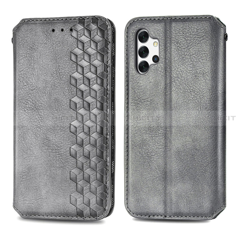 Coque Portefeuille Livre Cuir Etui Clapet S01D pour Samsung Galaxy A32 5G Gris Plus