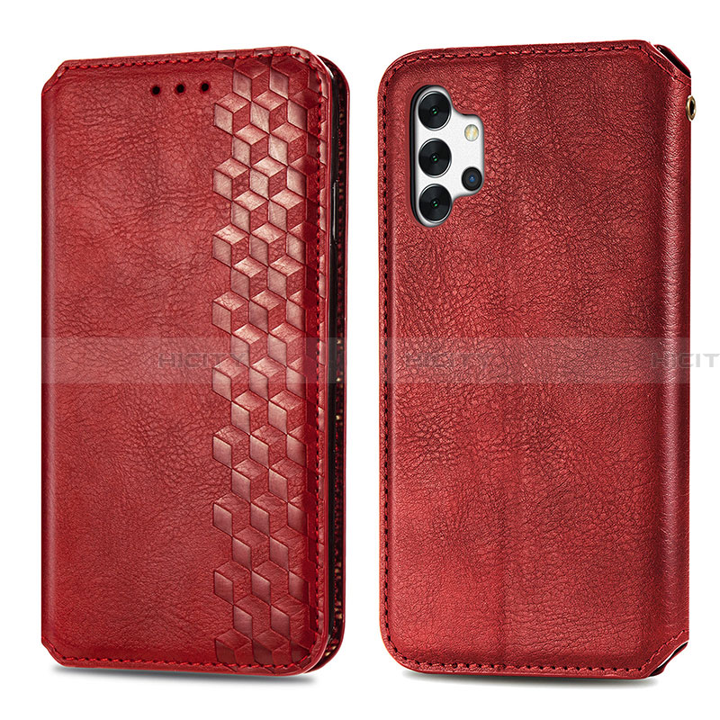 Coque Portefeuille Livre Cuir Etui Clapet S01D pour Samsung Galaxy A32 5G Rouge Plus