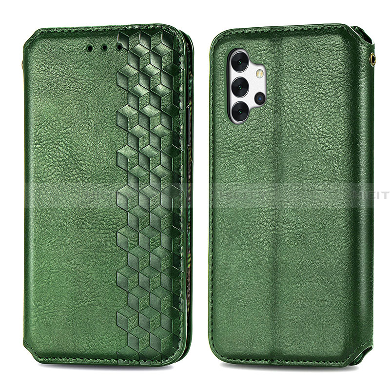 Coque Portefeuille Livre Cuir Etui Clapet S01D pour Samsung Galaxy A32 5G Vert Plus