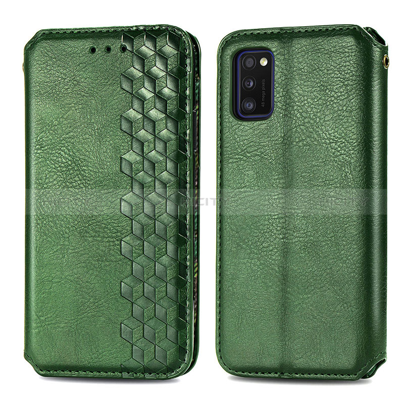 Coque Portefeuille Livre Cuir Etui Clapet S01D pour Samsung Galaxy A41 Vert Plus