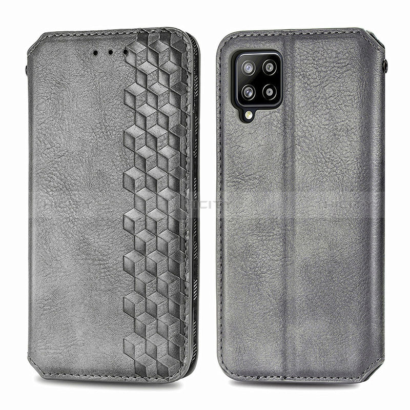 Coque Portefeuille Livre Cuir Etui Clapet S01D pour Samsung Galaxy A42 5G Gris Plus