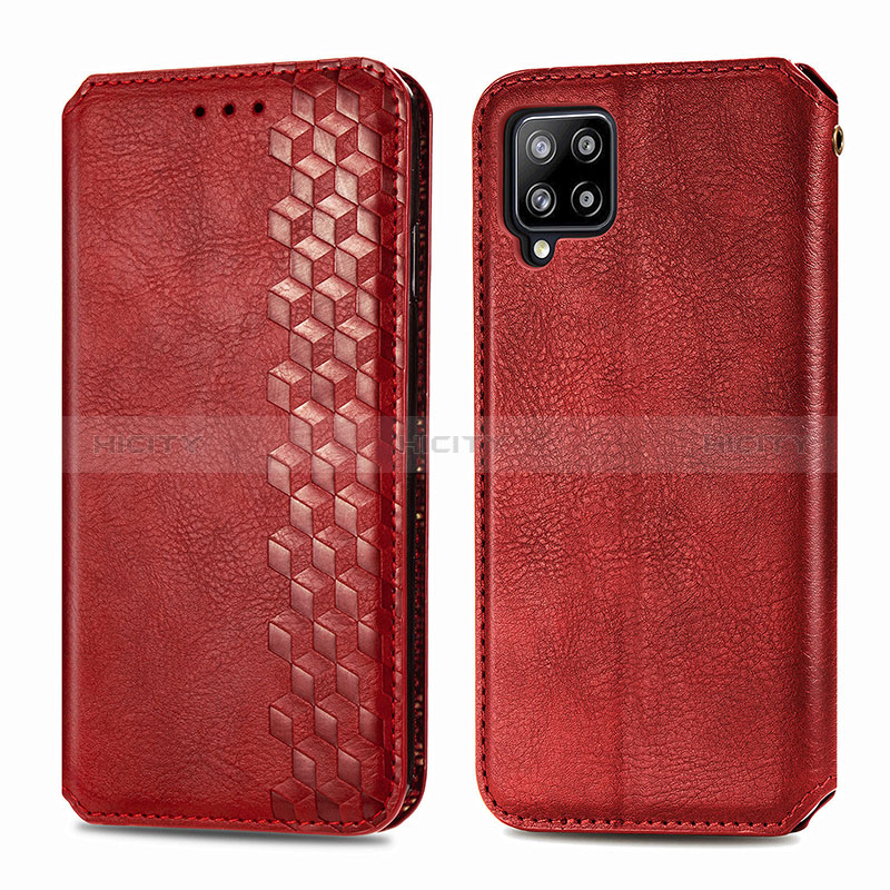 Coque Portefeuille Livre Cuir Etui Clapet S01D pour Samsung Galaxy A42 5G Rouge Plus