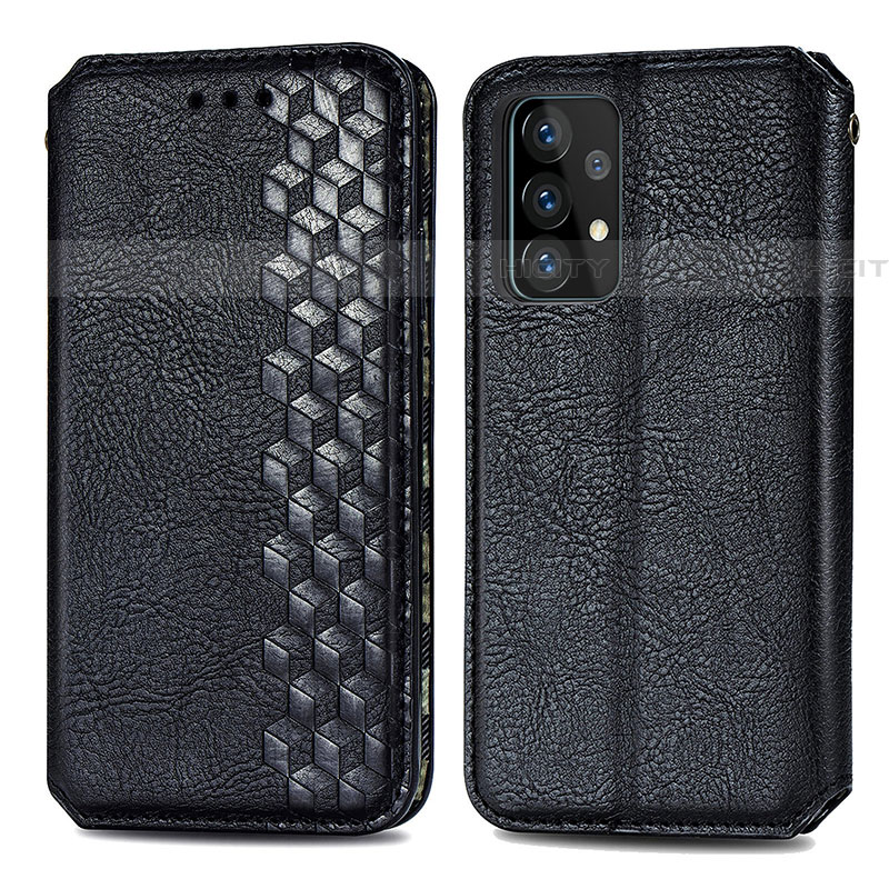 Coque Portefeuille Livre Cuir Etui Clapet S01D pour Samsung Galaxy A52 5G Noir Plus