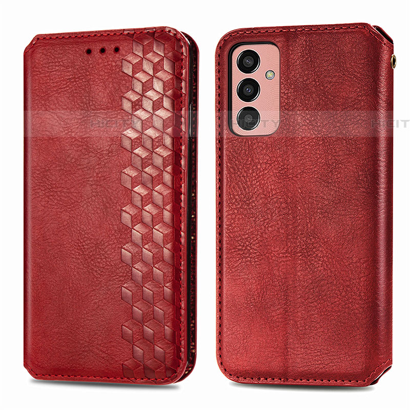 Coque Portefeuille Livre Cuir Etui Clapet S01D pour Samsung Galaxy F13 4G Rouge Plus