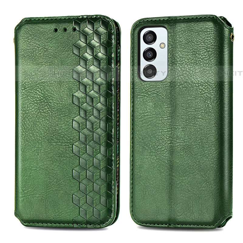 Coque Portefeuille Livre Cuir Etui Clapet S01D pour Samsung Galaxy F23 5G Vert Plus