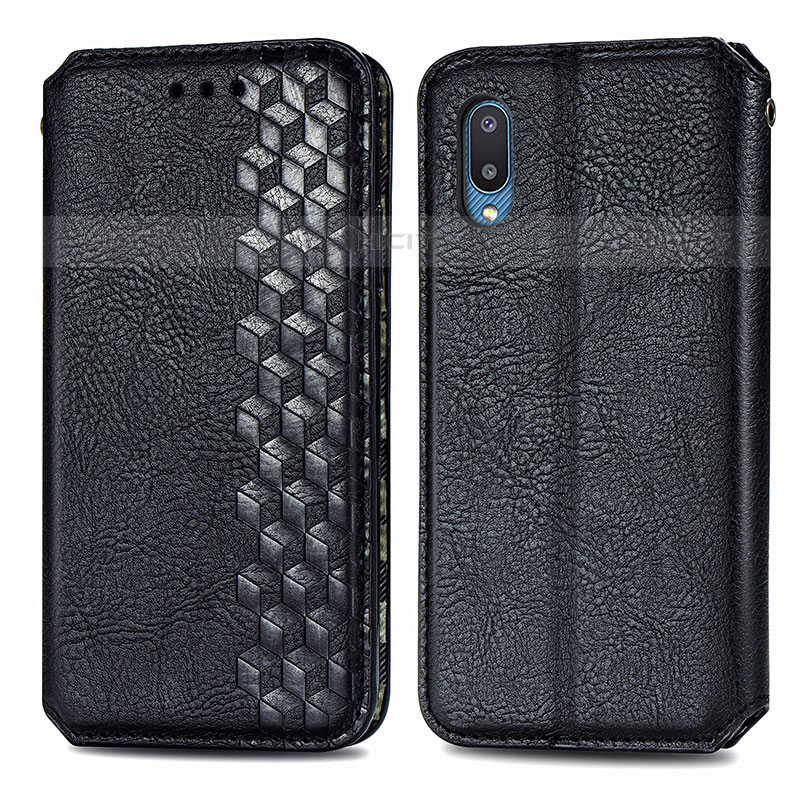 Coque Portefeuille Livre Cuir Etui Clapet S01D pour Samsung Galaxy M02 Noir Plus